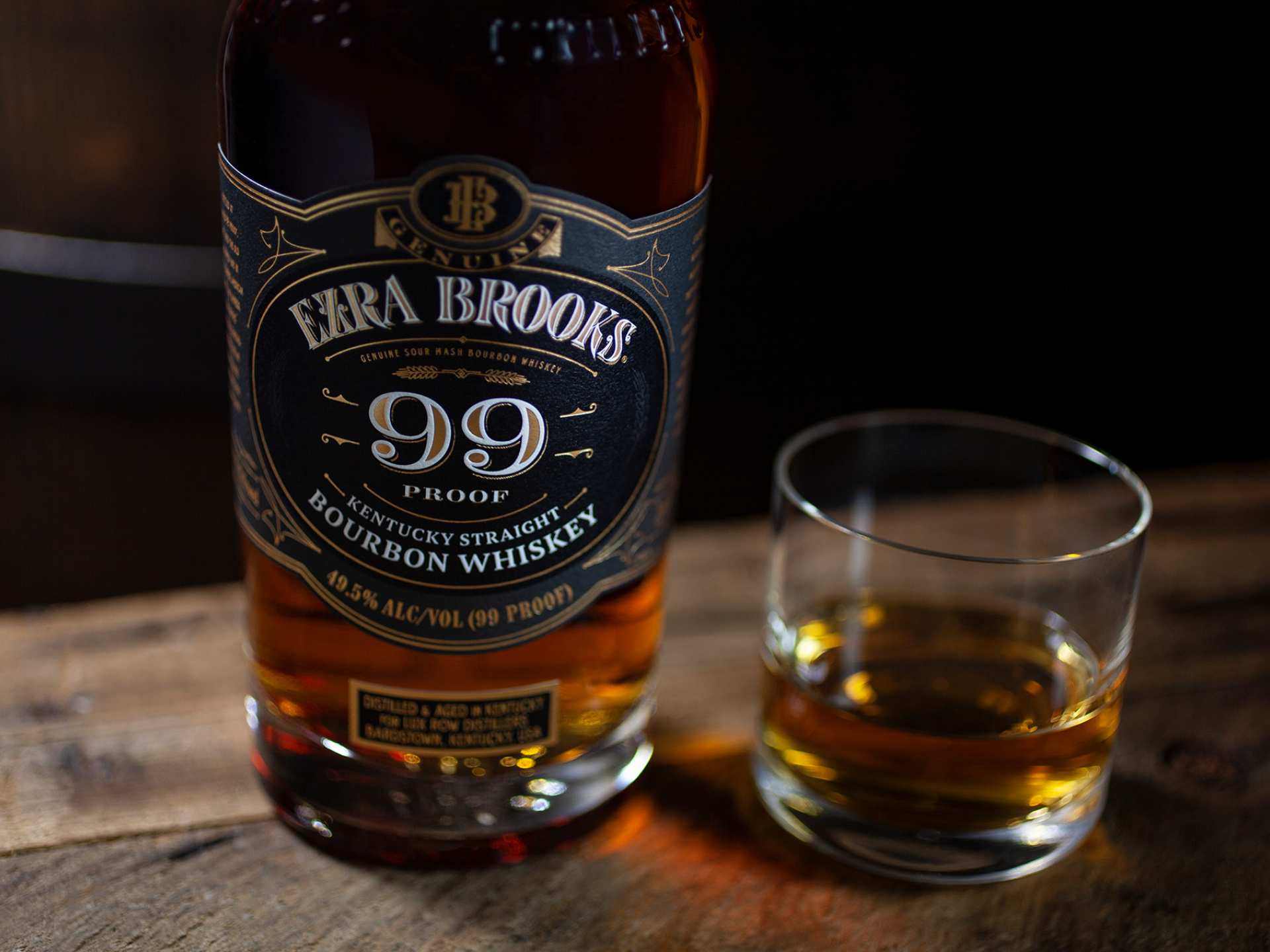 A glass of Ezra Brooks 99