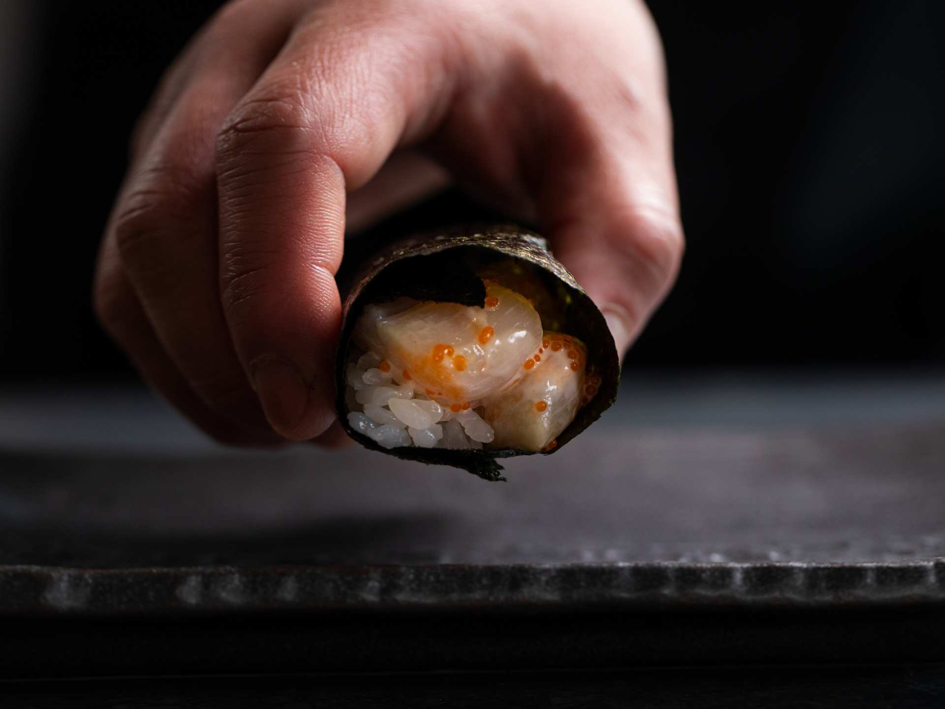 Hello Nori the Hand Roll Bar | A handroll is offered at Hello Nori