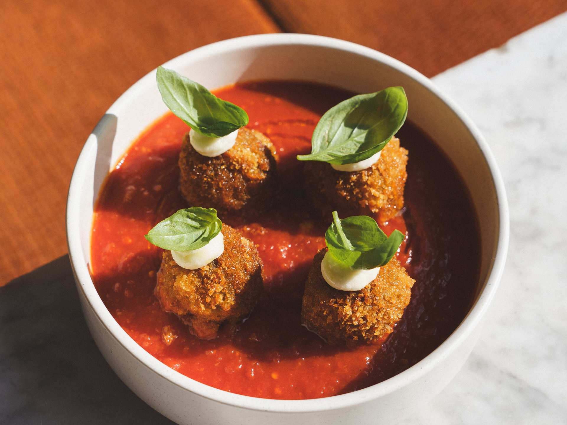 Best vegan restaurants Toronto | Panko-crusted meatballs at Gia