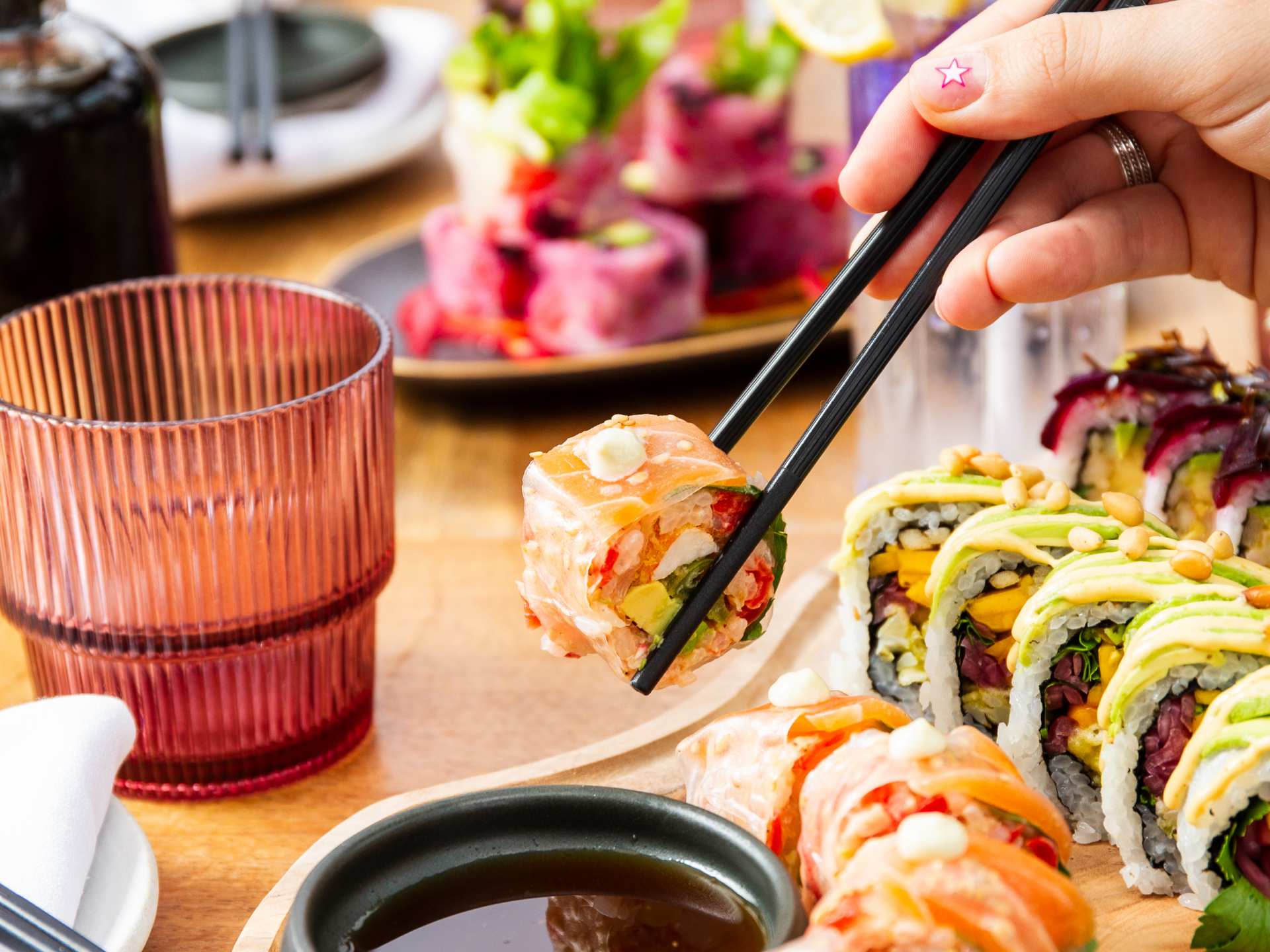 Best vegan restaurants | A colourful roll at Sushi Momo in Toronto