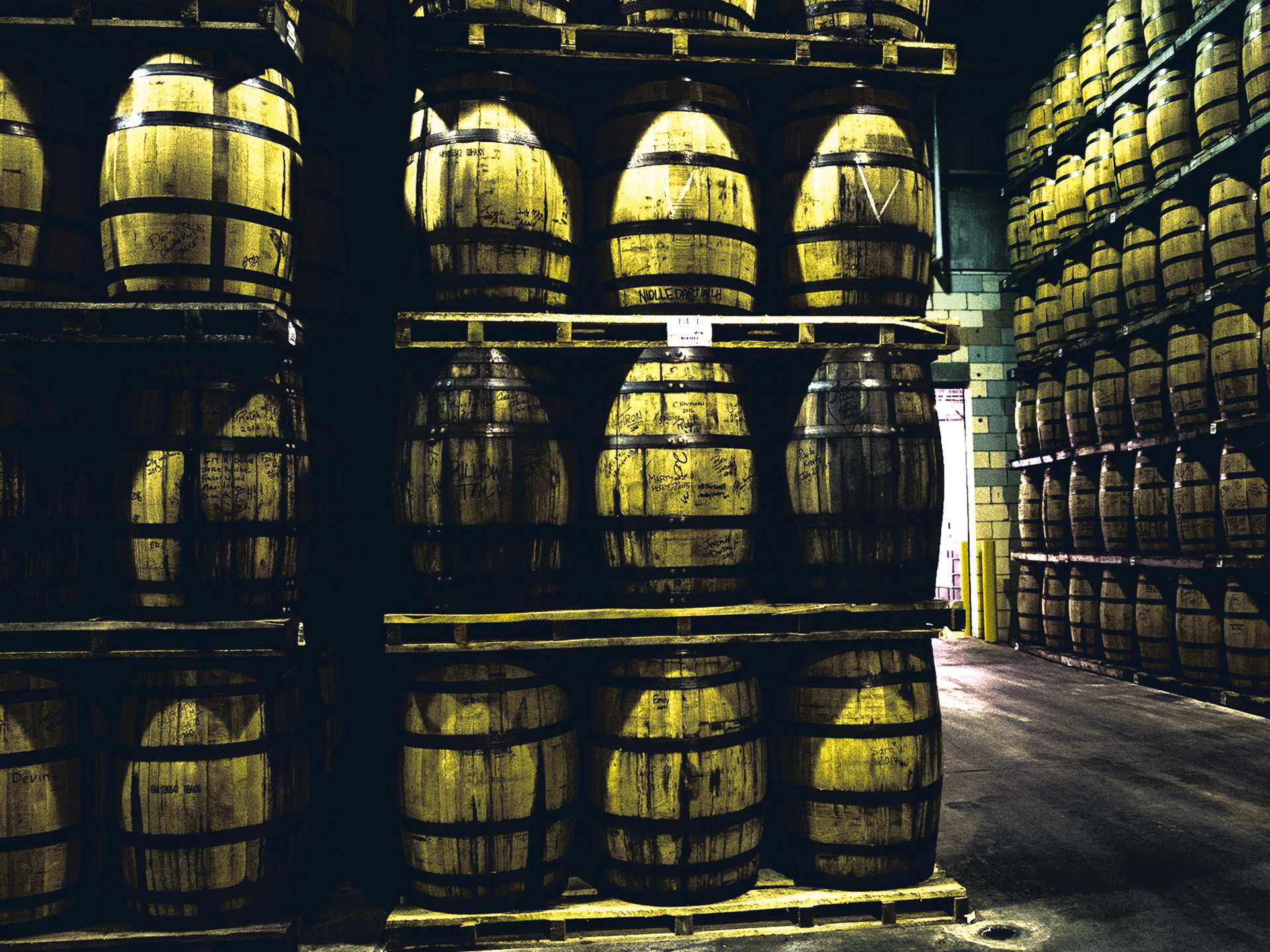 Barrels of whisky at Crown Royal's Distillery in Gimli, Manitoba Barrels of whisky at Crown Royal's Distillery in Gimli, Manitoba