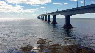 The Confederation Bridge that connects PEI and New Brunswick