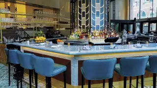 Leña's sleek, colourful interiors