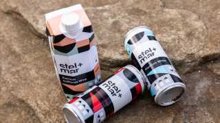 Stel and Mar rosé boxed wine, white wine in a can and red wine in a can