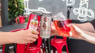 Brickworks Ciderhouse Toronto craft cider | Hands holding Batch: 1904 and seasonal ciders