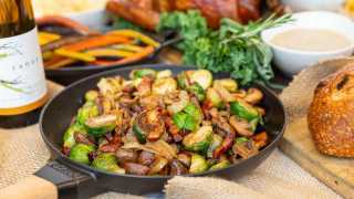 Thanksgiving dinner in Toronto | Mushroom and smoked bacon Brussels sprouts from Canoe