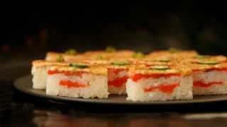 Best sushi in Toronto | A platter of salmon oshi at Minami Toronto