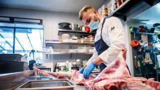 Restaurant supply chains: Butchering lamb from Tamarack Farms at Pompette