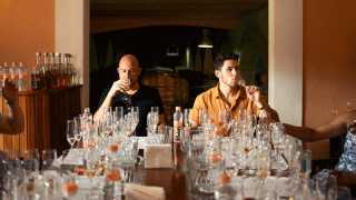 Nick Jonas and John Varvatos sipping and testing different tequilas | Villa One Tequila