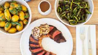 Father's Day dinners and Father's Day gifts | A striploin steak is included in Marben's Father's Day Dinner Kit