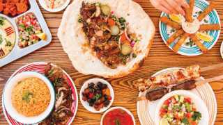 The best shawarma in Toronto | A spread of food at Aish Tanoor