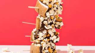 National Popcorn Day January 19 | Popcorn-coated cheesecake on a stick