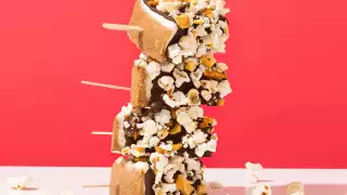 National Popcorn Day January 19 | Popcorn-coated cheesecake on a stick