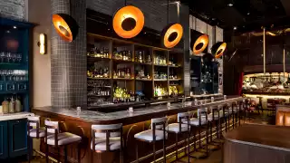 The bar inside Pink Sky