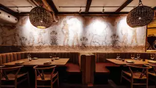 Toronto's best Greek restaurants | East dining room mural at Myth