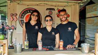 The Brickworks Cider team is happy to hand out drinks at Fizz Fest