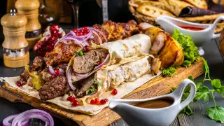 Grilled skewers at Tiflisi restaurant