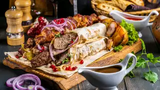 Grilled skewers at Tiflisi restaurant