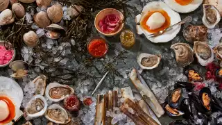 An assortment of seafood over ice at Pink Sky