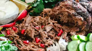 Ontario veal | Roast veal on the dinner table with cranberries