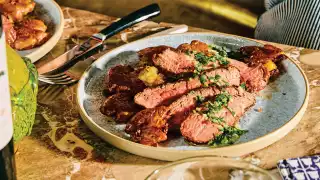 Weeknight dinner recipes | Christine Flynn’s Flank Steak with Salsa Verde and Cumin Smashed Potatoes