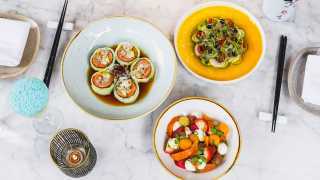 Summerlicious Toronto 2023 restaurants | An assortment of dishes on the patio at Kasa Moto