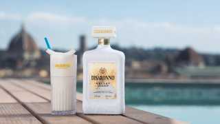 A bottle of Disaronno Velvet and a Velvet Batida cocktail