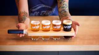 Toronto breweries | A flight of beer at Left Field Brewery
