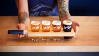 Toronto breweries | A flight of beer at Left Field Brewery