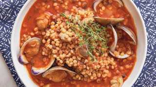 Lidia Bastianich's Tomato Soup with Fregola and Clams