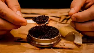 Scooping caviar at Parc Ave in Yorkville