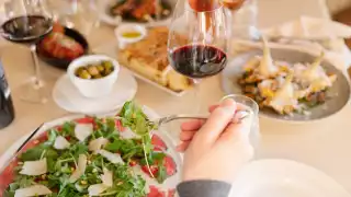 A spread at Kitchen76 restaurant at Two Sisters Vineyards