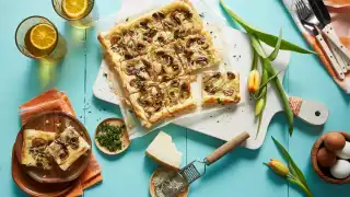 Egg recipes | Chef Dale Mackay’s Mushroom, Egg and Onion Goat Cheese Tart