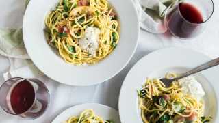 Plates of pasta and cheese