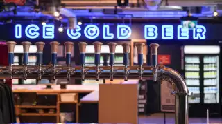 Toronto bottle shops and alcohol stores | Beer taps and beer fridges at Left Field Brewery in Liberty Village, Toronto