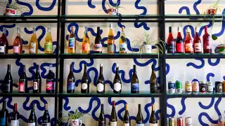 A wall of wine at Ricky + Olivia in Leslieville