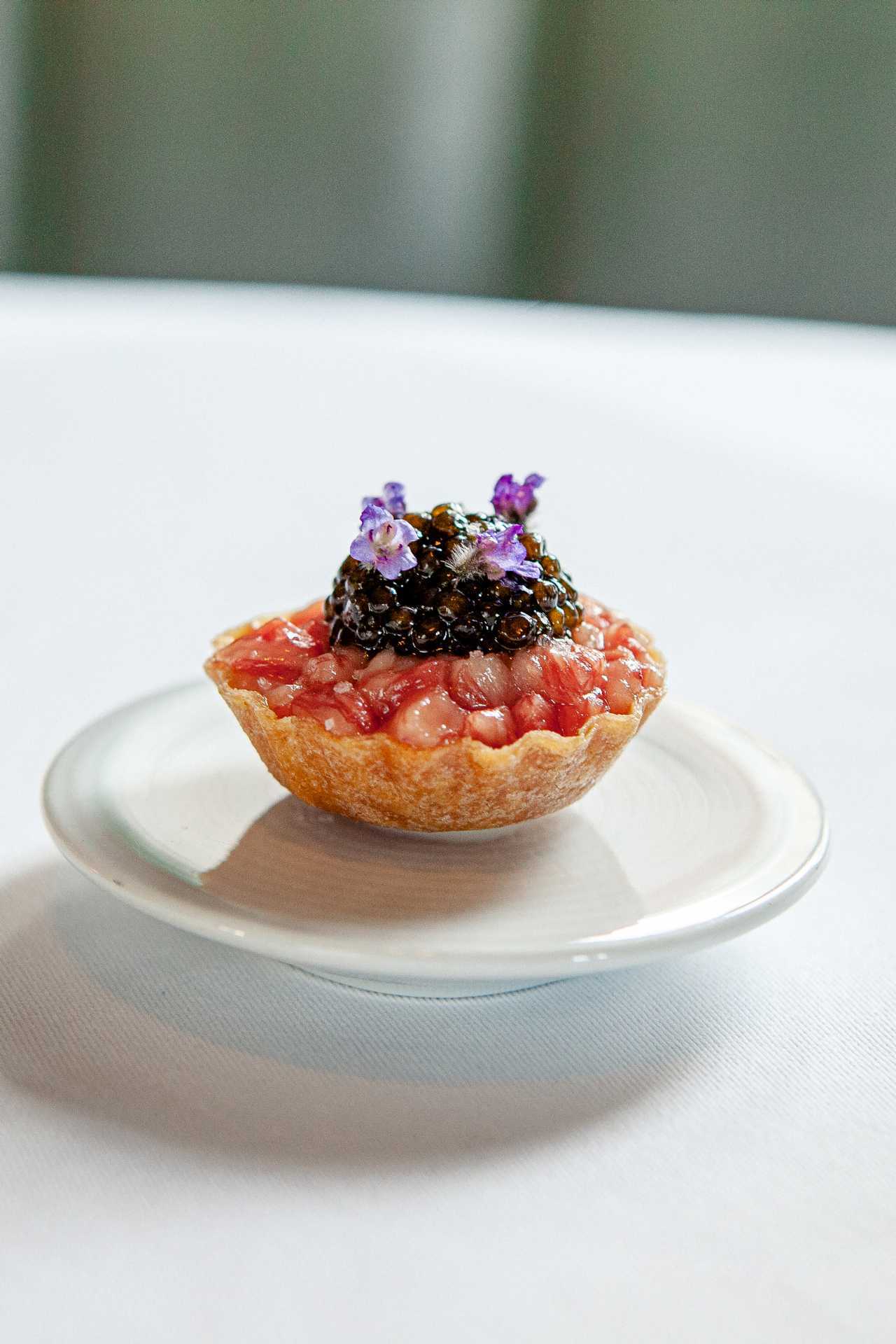 Wagyu beef tartare topped with caviar at Alo