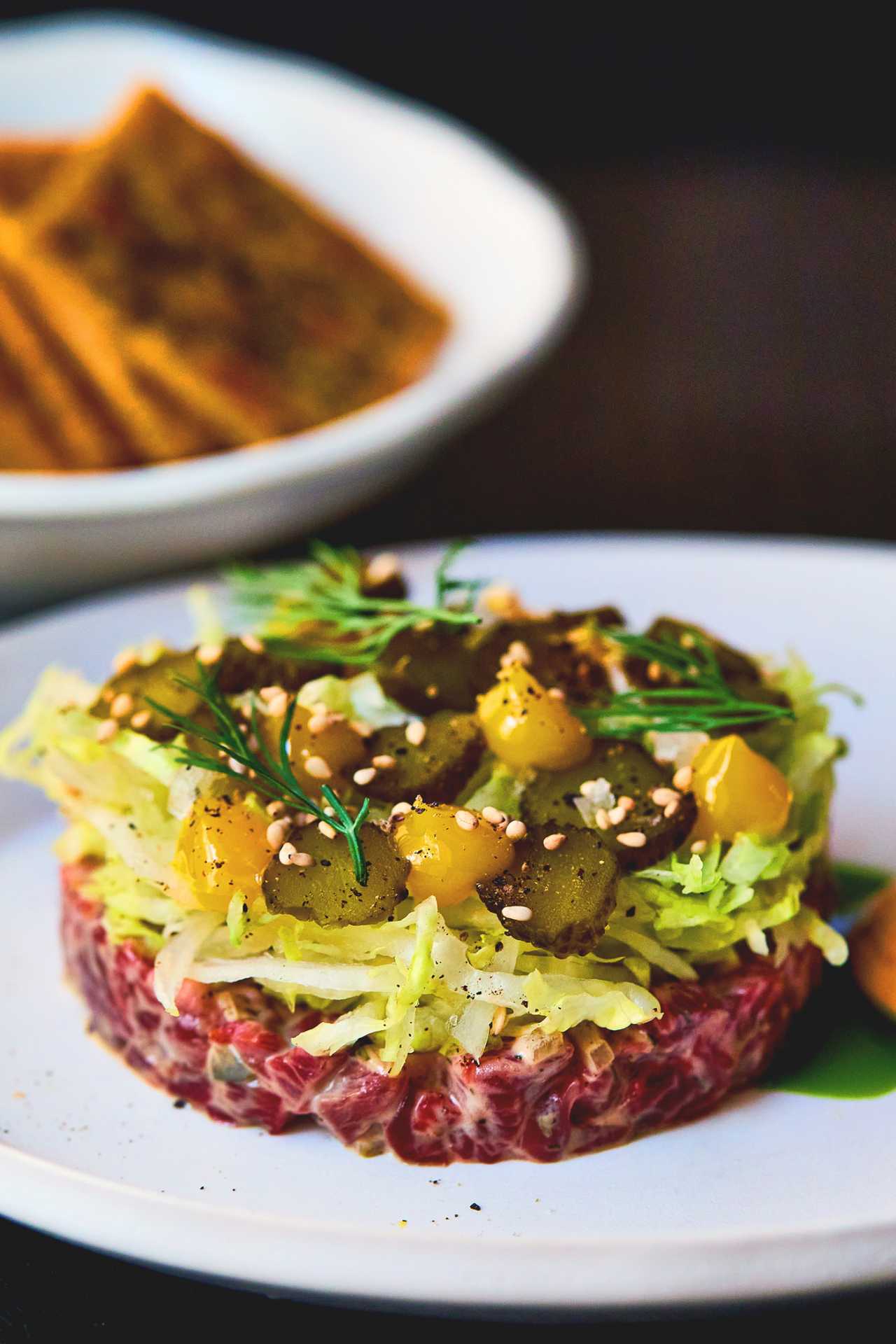 Ricky + Olivia | The steak tartare at Ricky + Olivia is a riff on the Big Mac