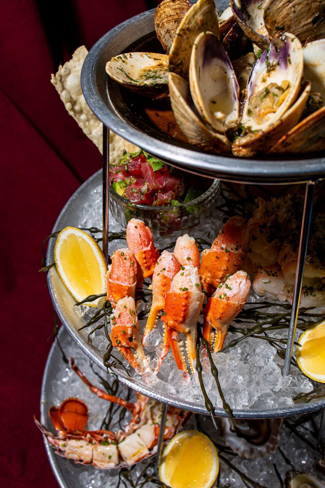 A seafood tower at Maxime's in Toronto