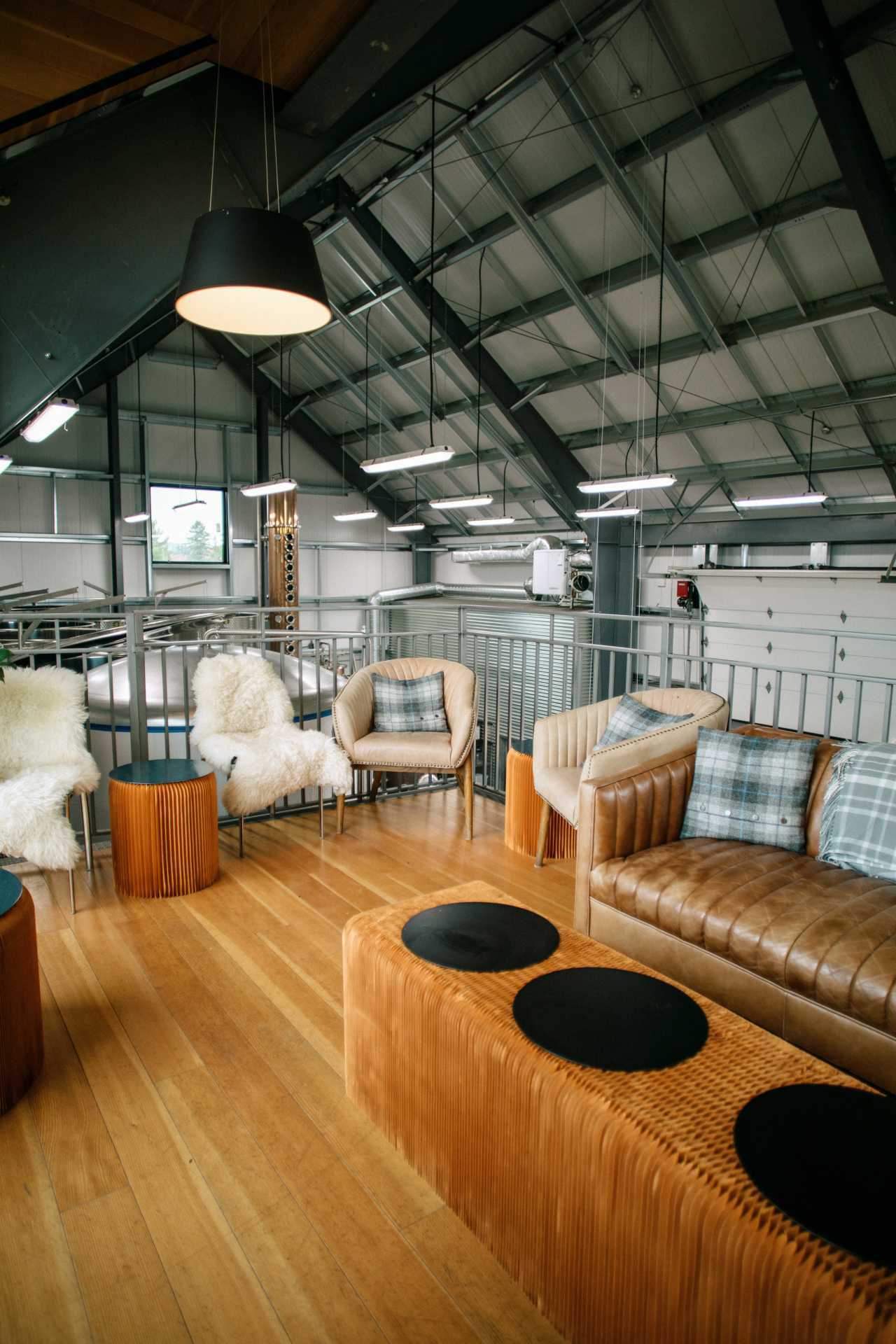 Ontario cider | Seating inside Spy Cider House and Distillery in Clarksburg, Ontario