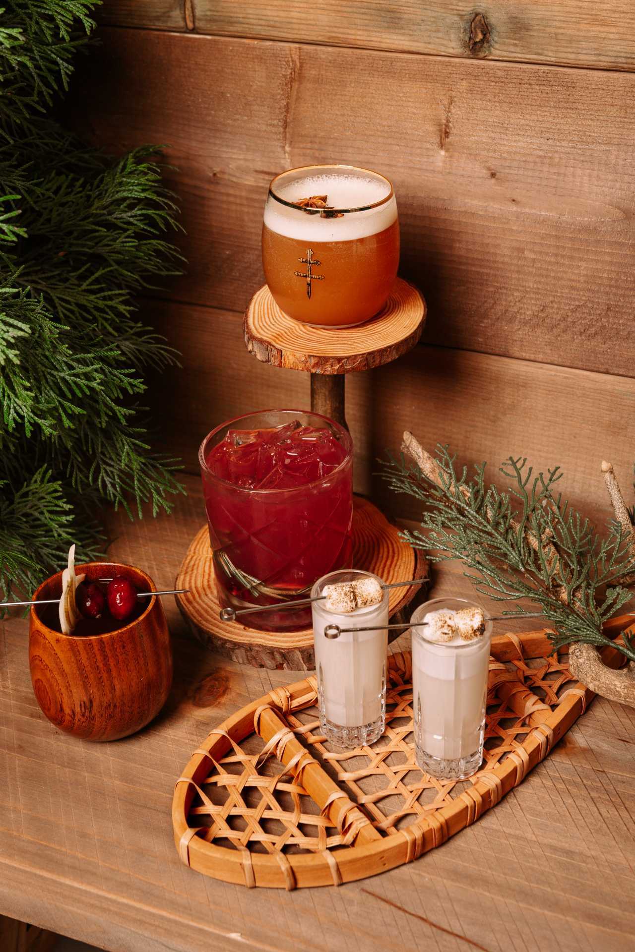 Christmas bars and markets in Toronto | Assorted cocktails at KŌST Chalet in Toronto