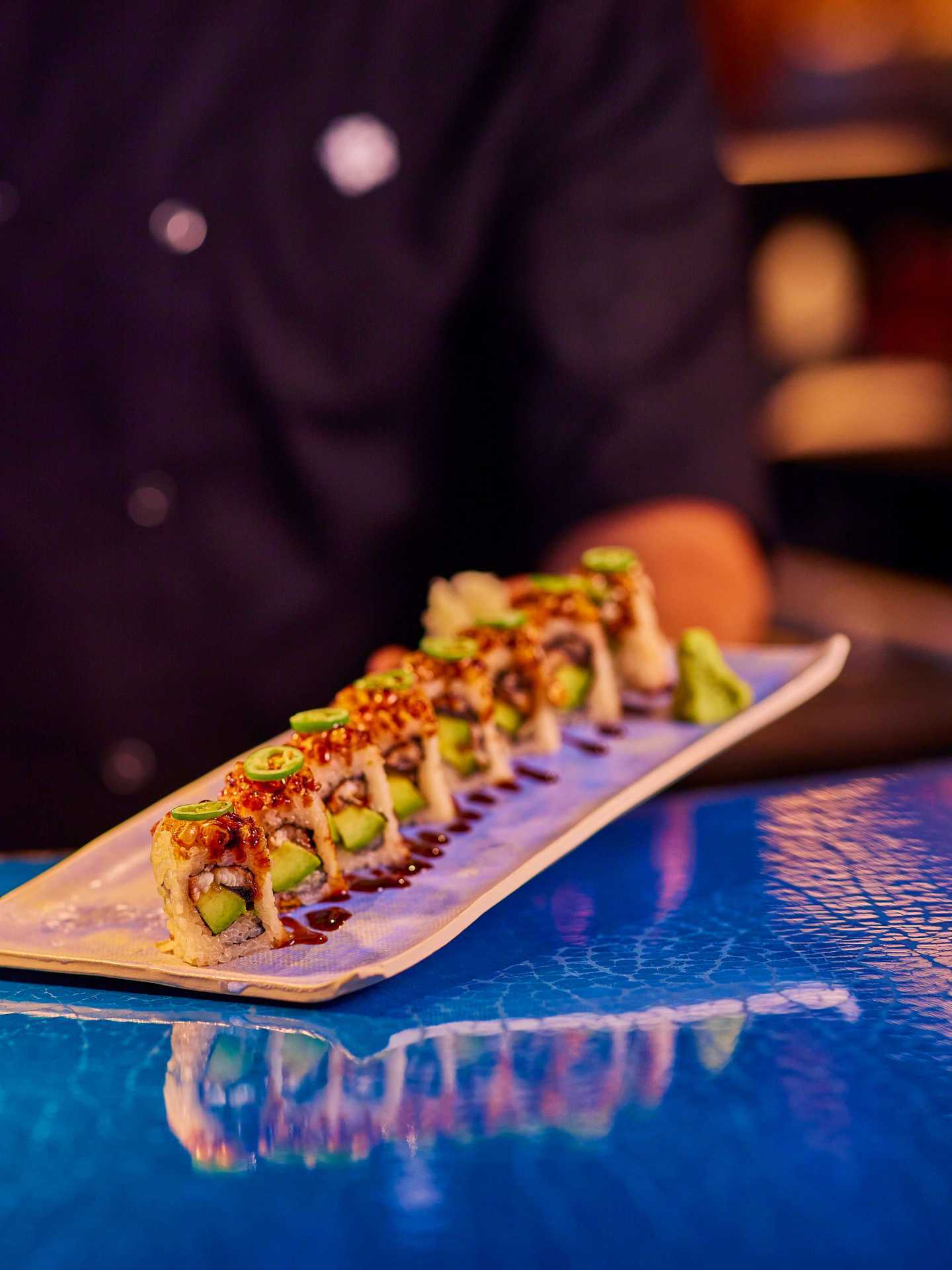 Best happy hours in Toronto | Sushi rolls on a plate at Chotto Matte