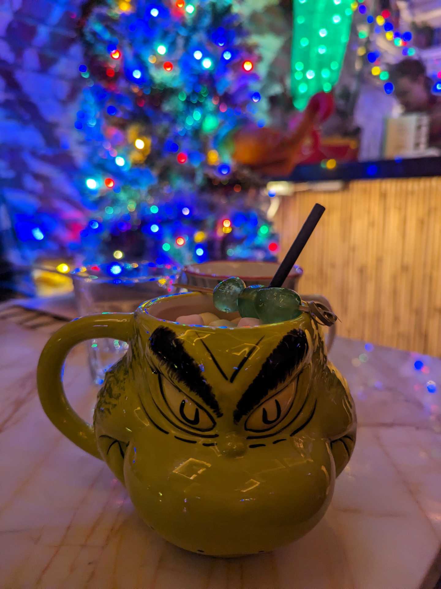 A Grinch cocktail at Java Jingle holiday bar