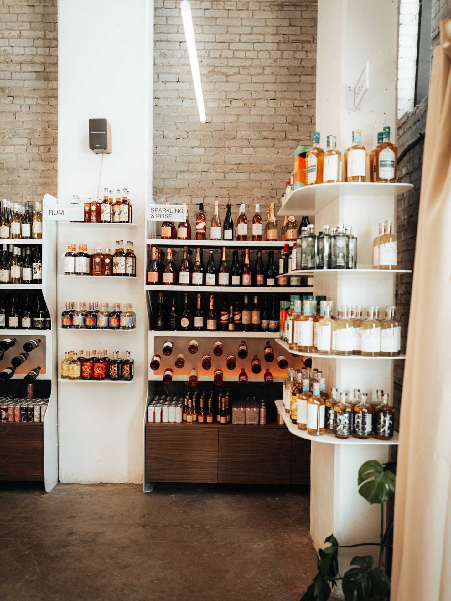 Non-alcoholic wine bottles and spirit bottles at Sobr Market in Toronto