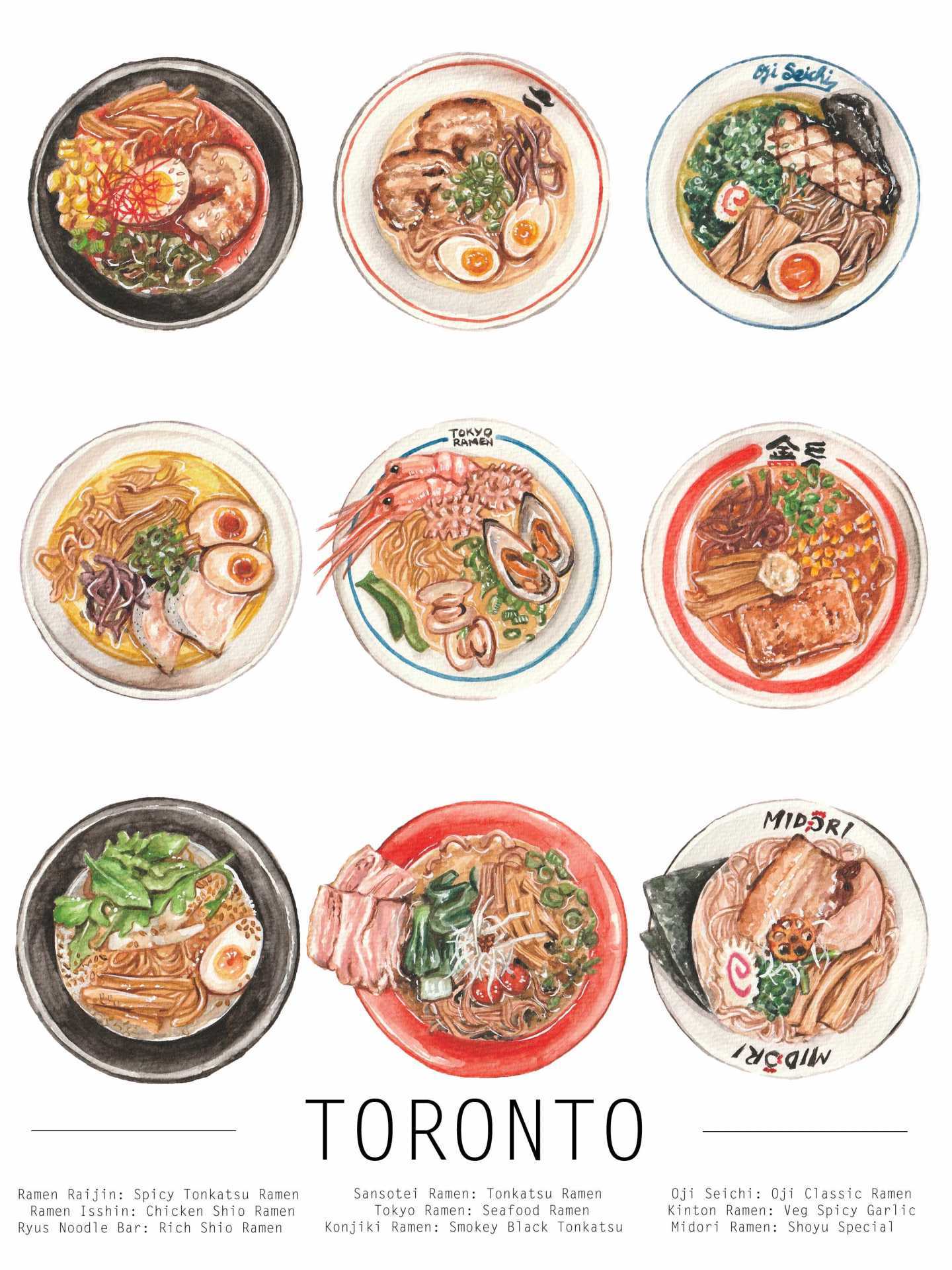 Toronto food illustrations | Ramen by Tanya Mu