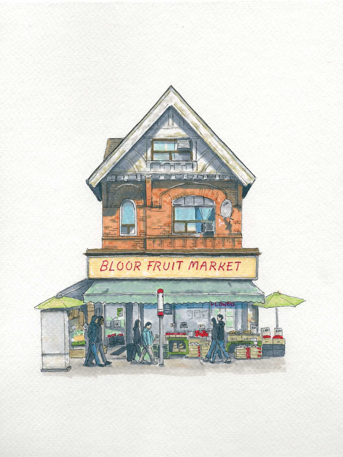 Toronto food illustrations | Bloor fruit Market by Jordan Di Lella