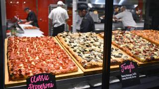 The best pizza in Toronto | Pizzas in the display case at Fabbrica in the TD Centre