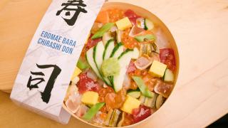 The best sushi in Toronto | A takeout bowl at Tachi stand-up sushi bar
