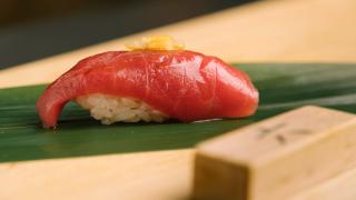 The best sushi in Toronto | Tuna belly nigiri sushi at Tachi stand-up sushi bar