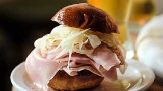 Best heated patios in Toronto for outdoor dining | Mortadella sandwich at Bar Piquette